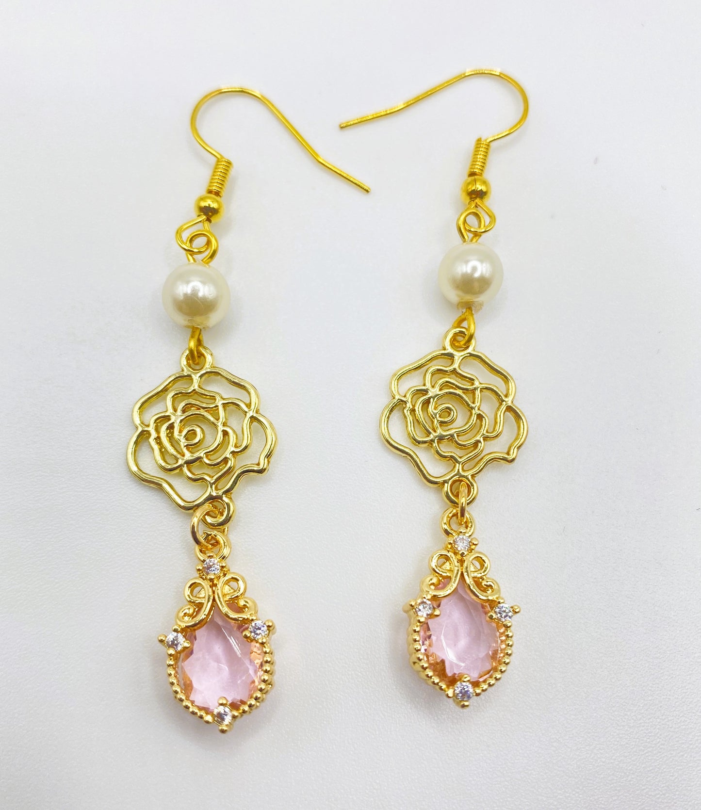 Pink Rose Earrings