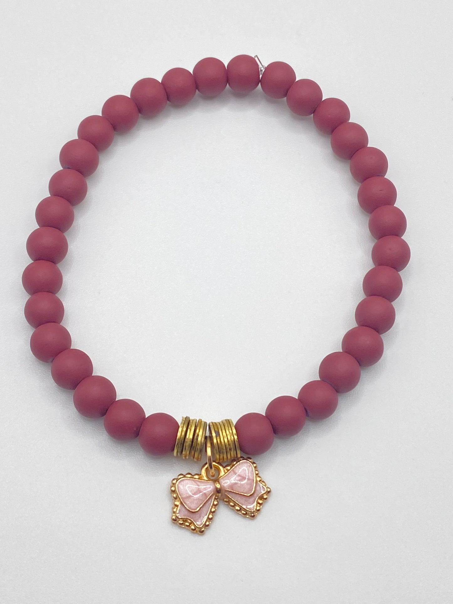 Maroon Bracelet with Bow Charm