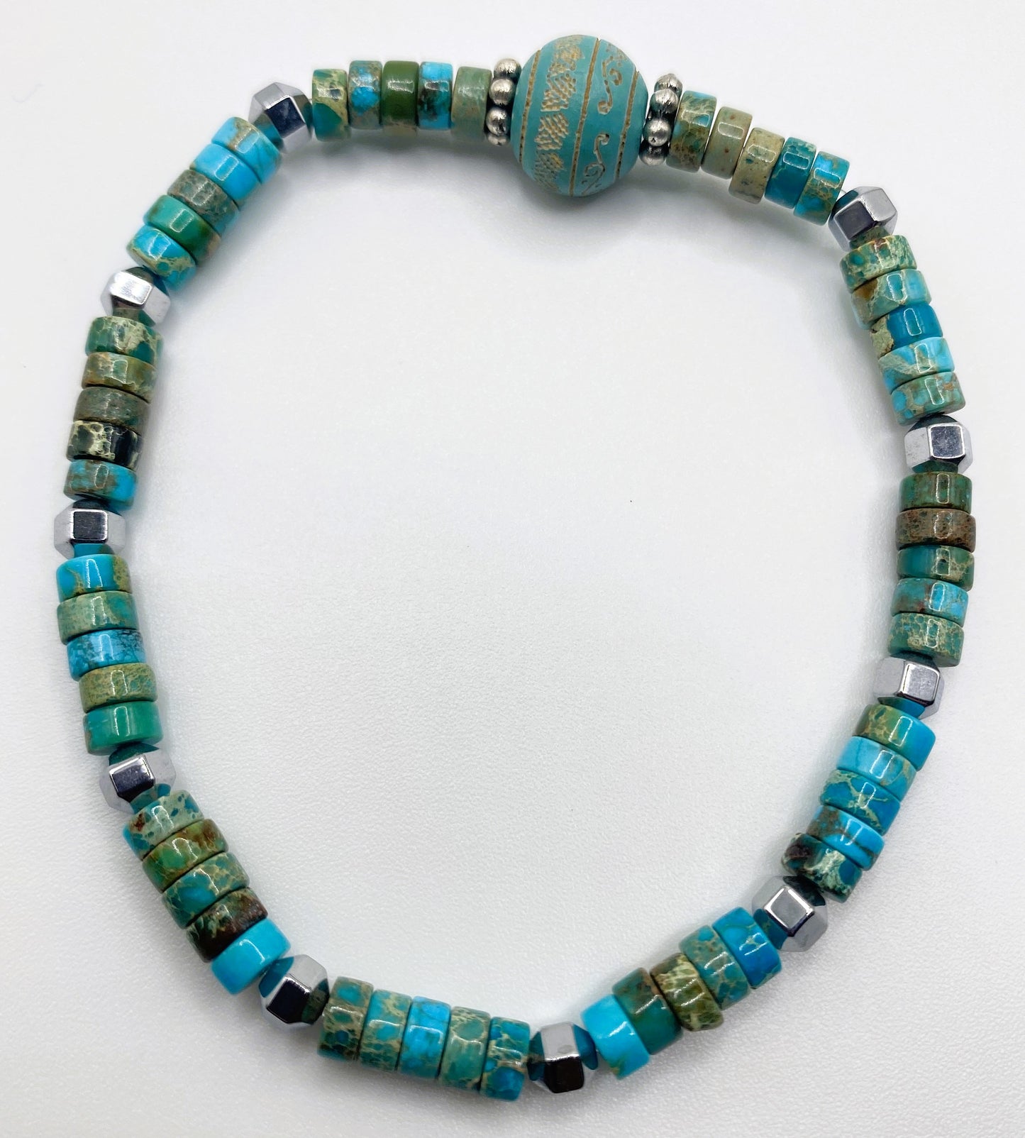 Accent Blue Wooden Bead Bracelet