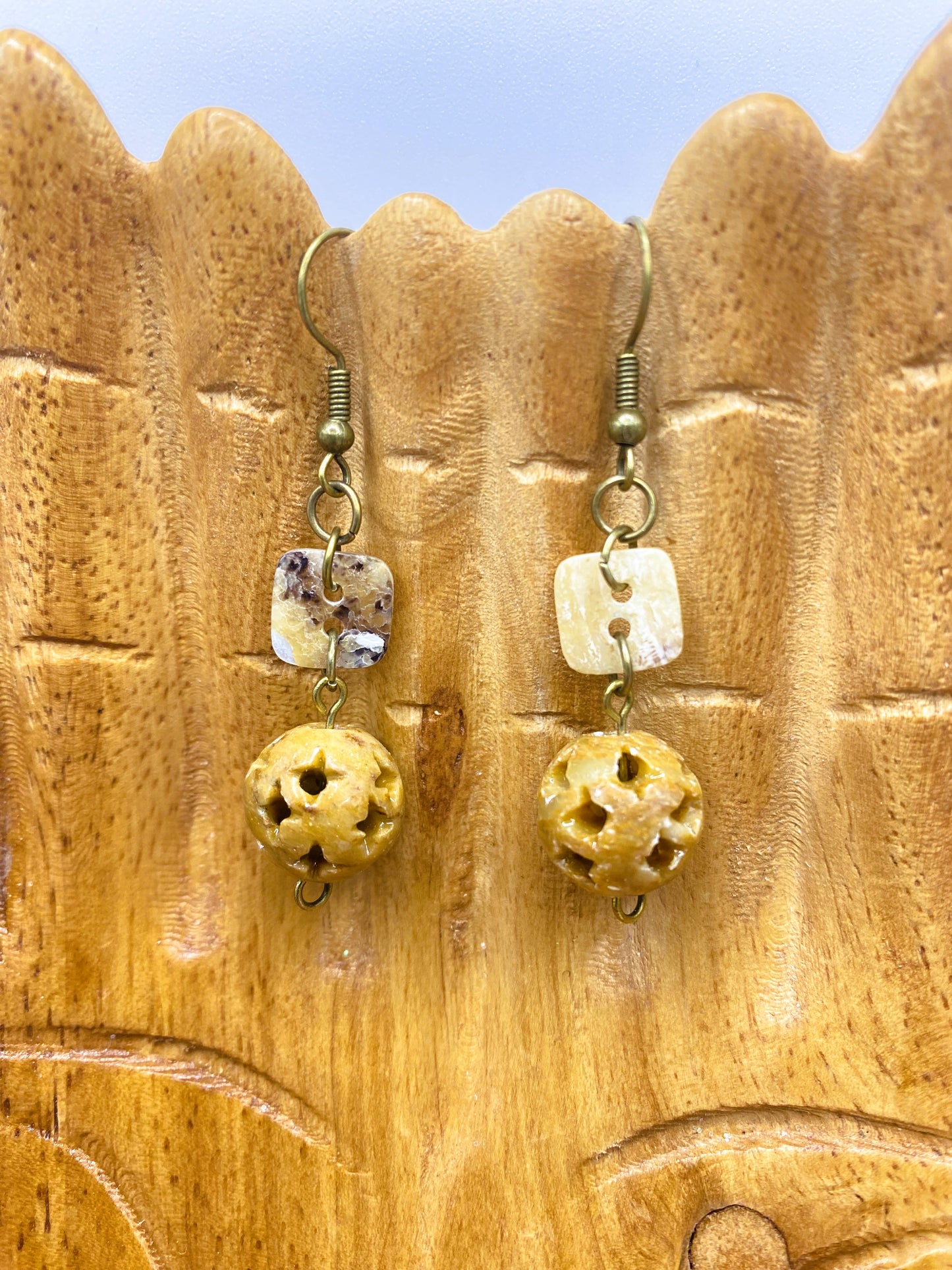 Button & Stone Earrings