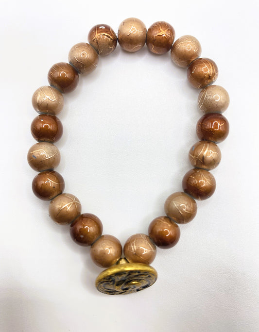 Brown Bracelet with Metal Button