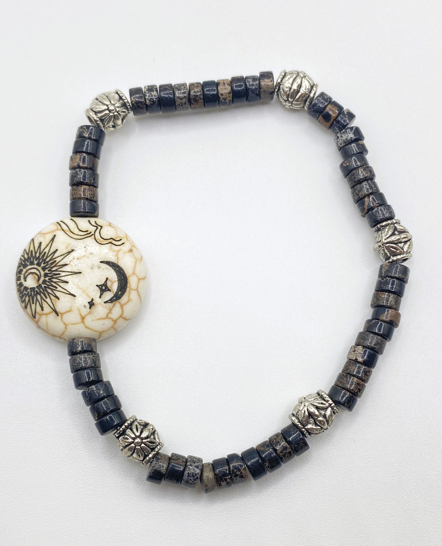 Celestial Bracelet with Black Stone Beads