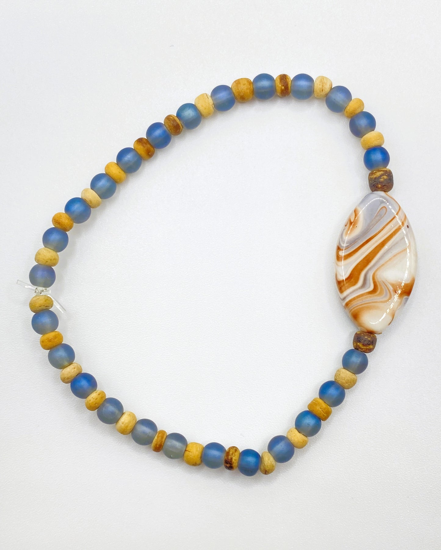 Blue Mocha Bracelet with Blue Beads