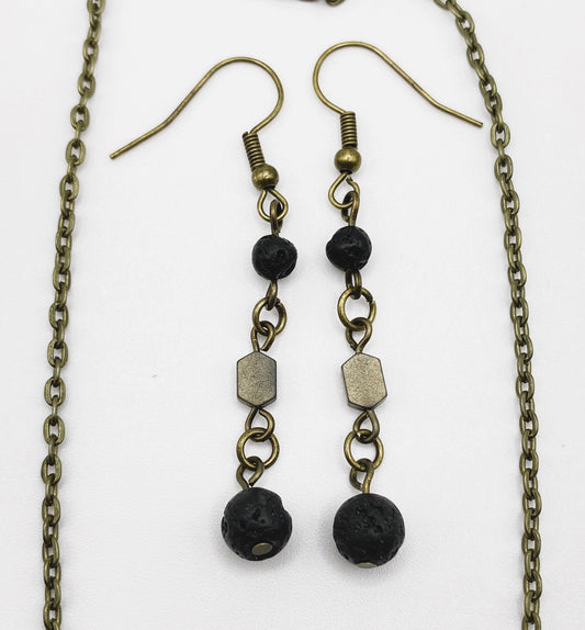 Black Lava Stone Jewelry Set