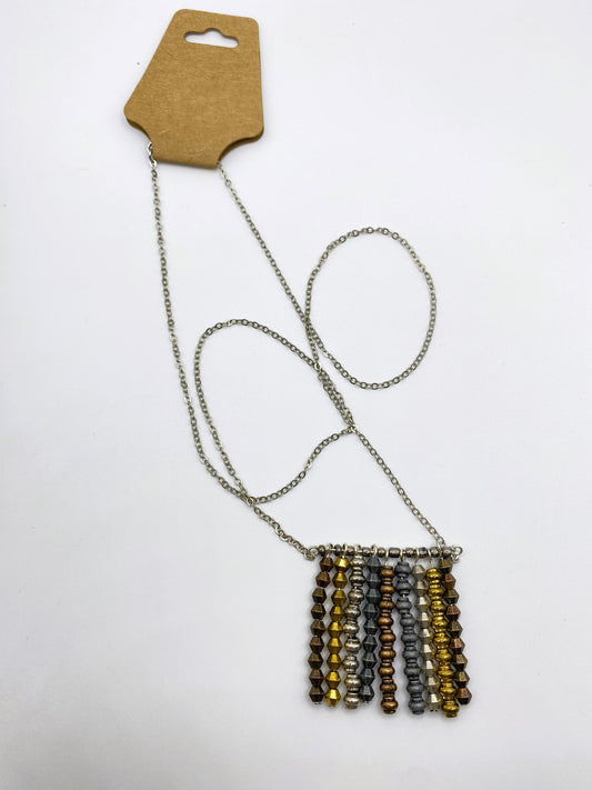 Metal Pillars Horizontal Bar Necklace