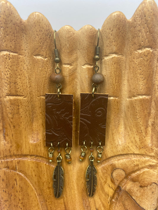 Rustic Leather Earrings