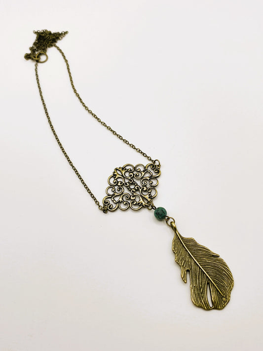 Rustic Bold Feather Necklace