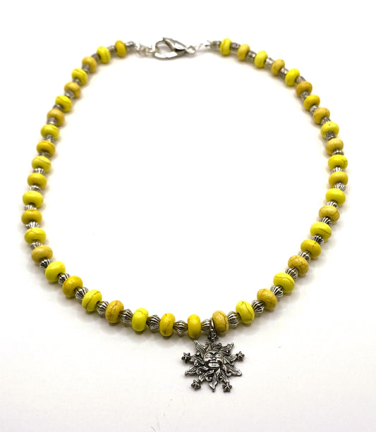 Yellow Retro Sun Necklace