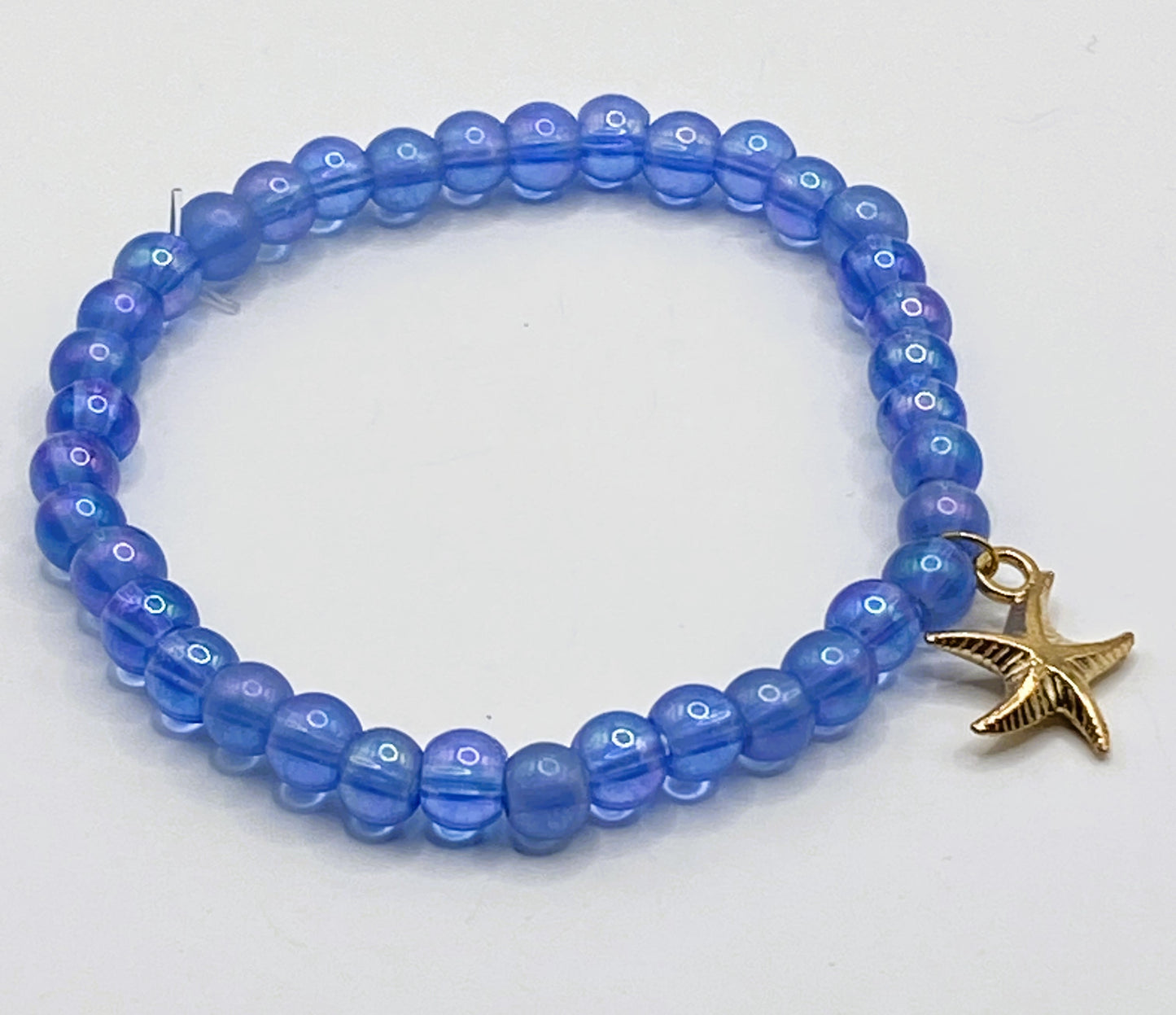 Sea Star Charm Bracelet with Blue Beads