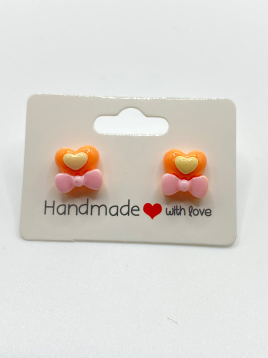 Heart & Bow Stud Earrings
