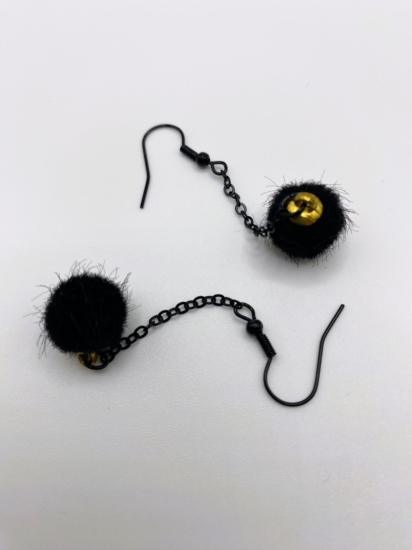 Black Pompom Earrings