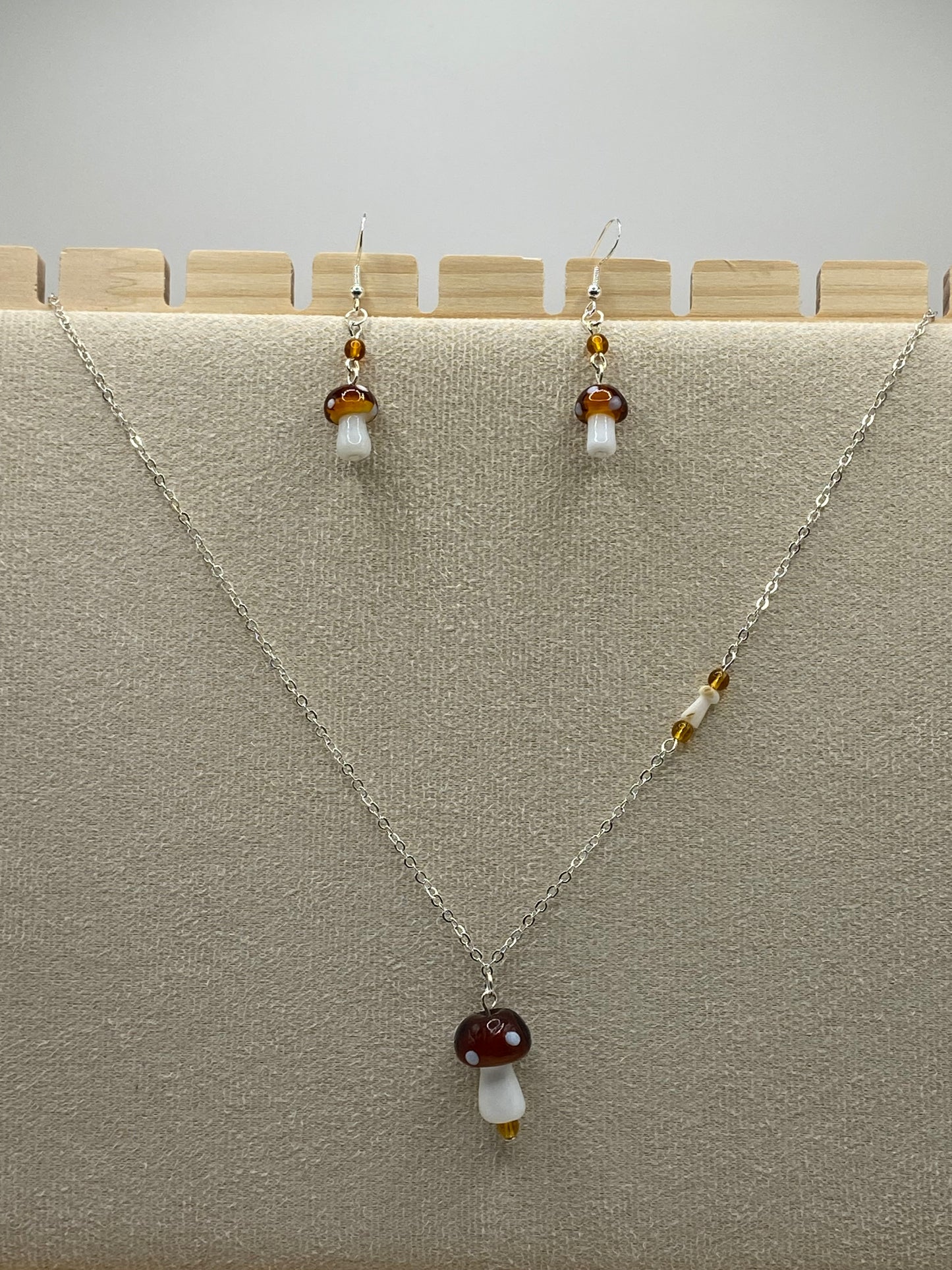 Brown Mushroom Jewelry Set - Style 2