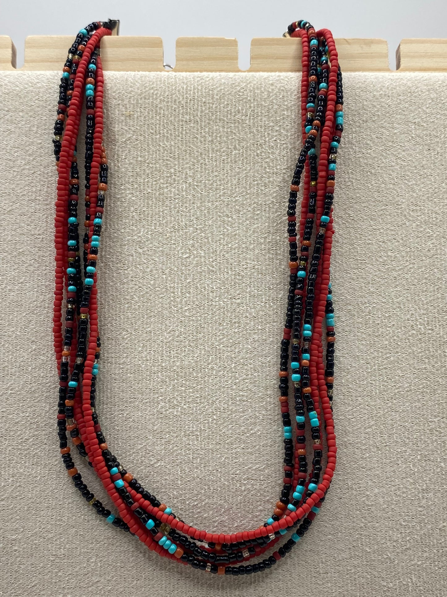 Red & Black Beaded Choker