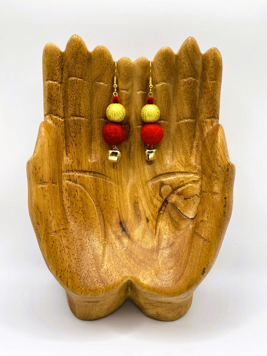 Red & Gold Christmas Earrings