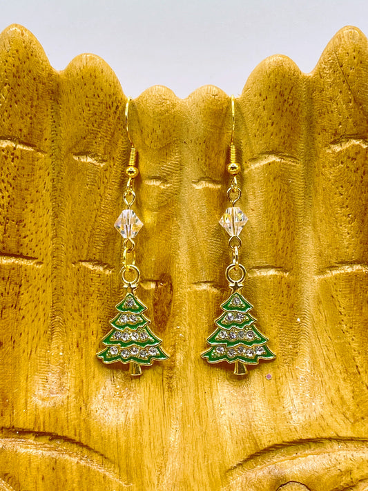 Crystal Christmas Tree Earrings