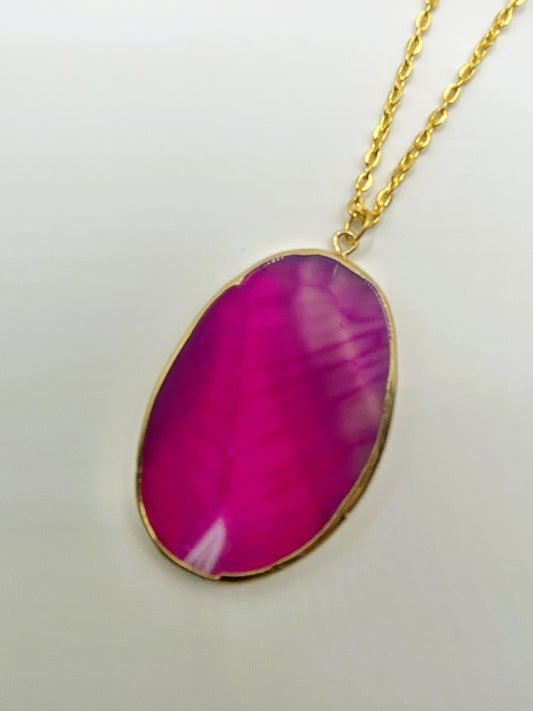 Magenta Agate Stone Necklace