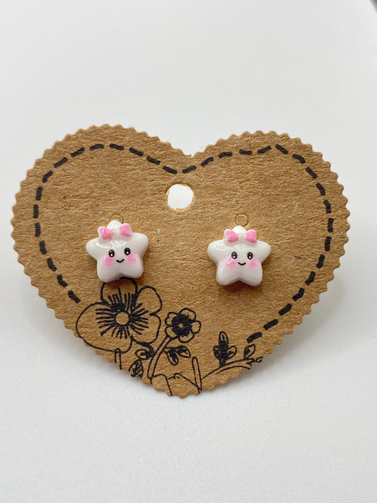 Cute White Star Stud Earrings