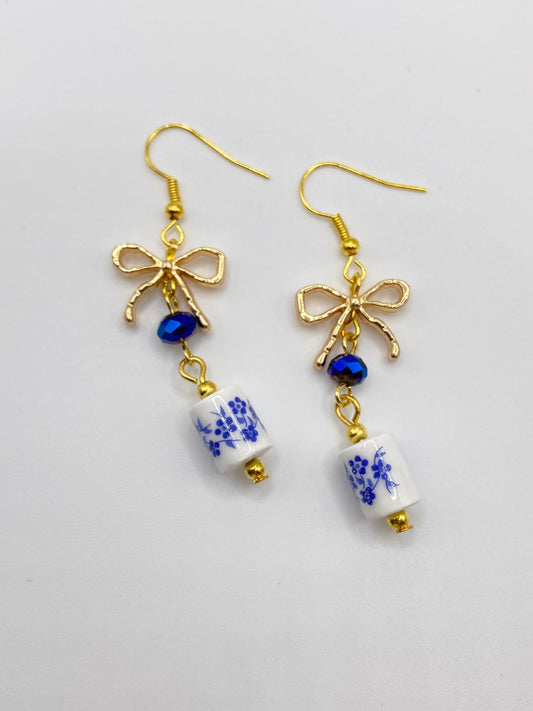 Delftware Inspired Dangle Earrings