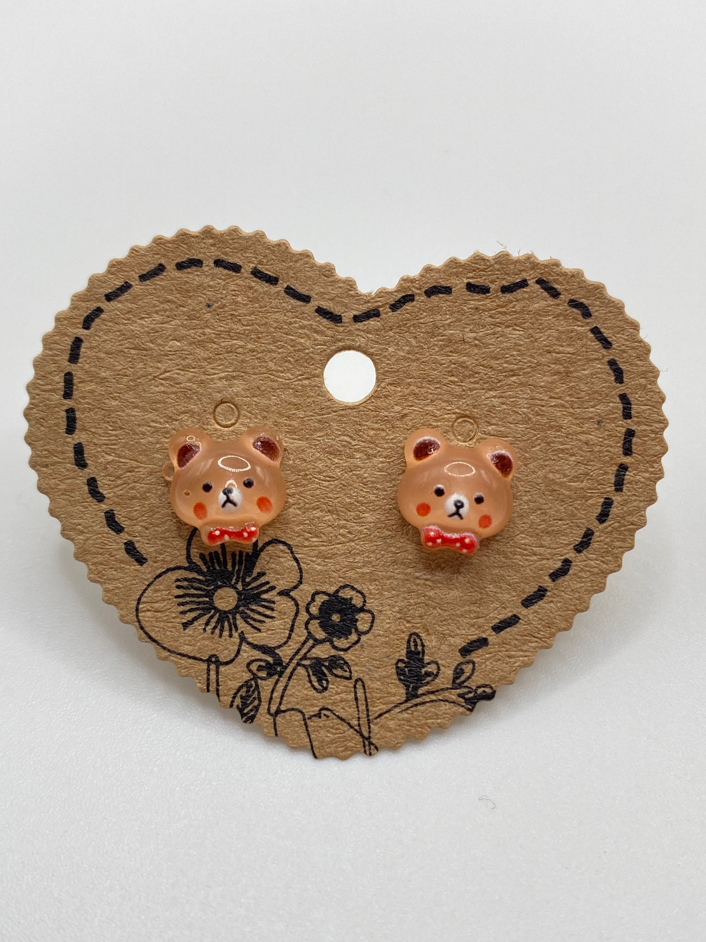 Brown Teddy Bear Stud Earrings