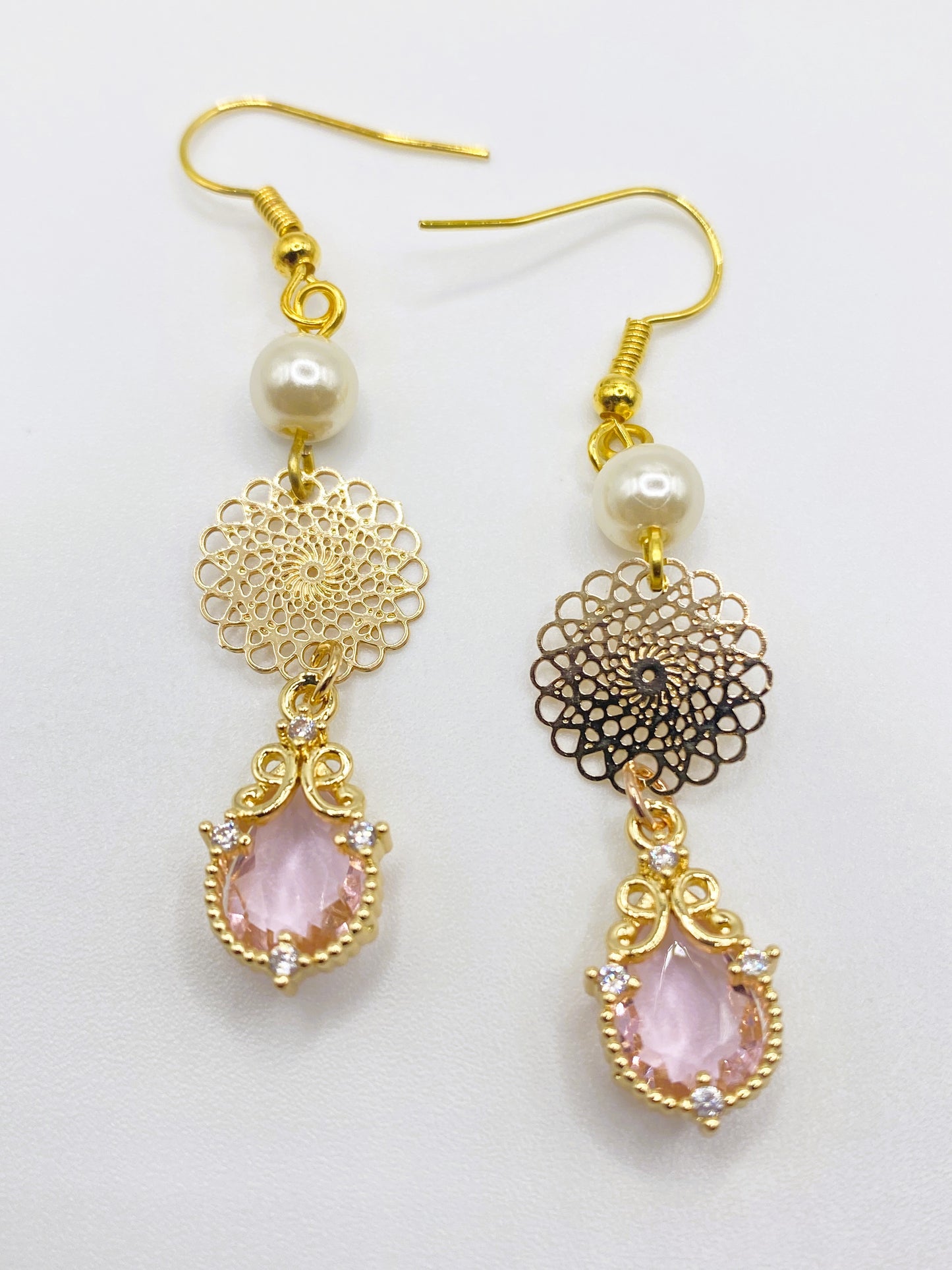 Pink Spiral Earrings