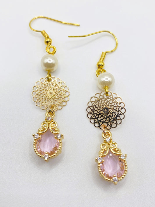 Pink Spiral Earrings