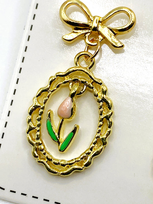 Rose Charm Portrait Earrings