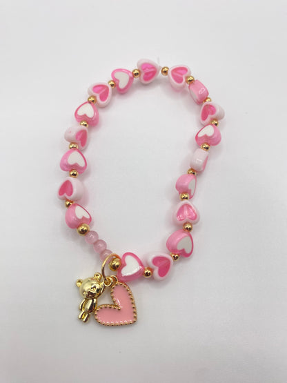 Heart Bracelet with Bear Charm