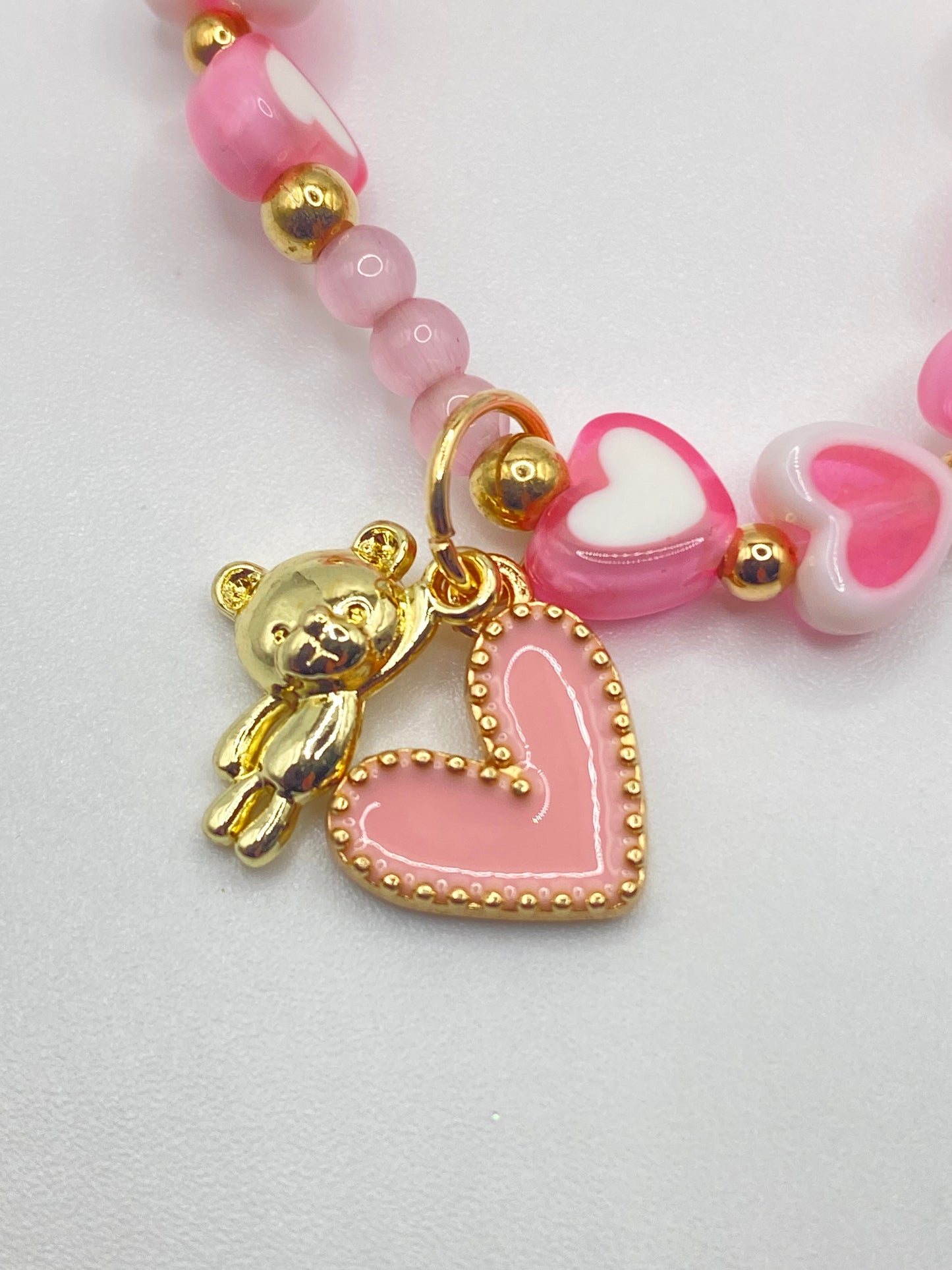 Heart Bracelet with Bear Charm