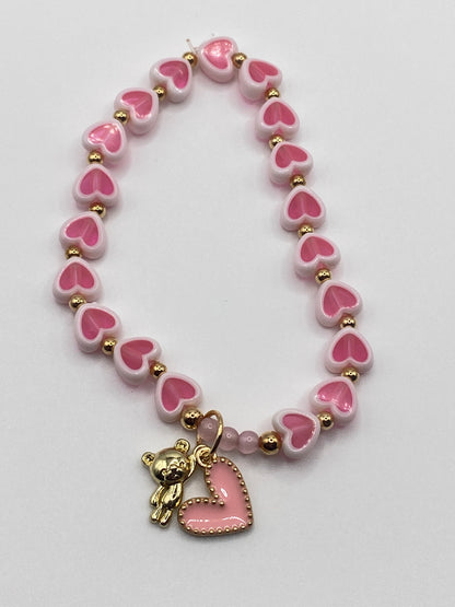 Heart Bracelet with Bear Charm
