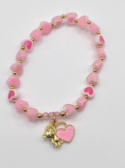 Heart Bracelet with Bear Charm
