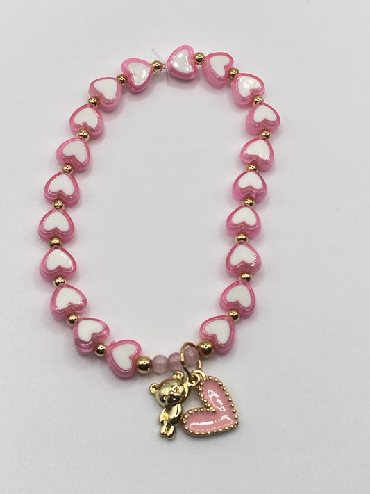 Heart Bracelet with Bear Charm