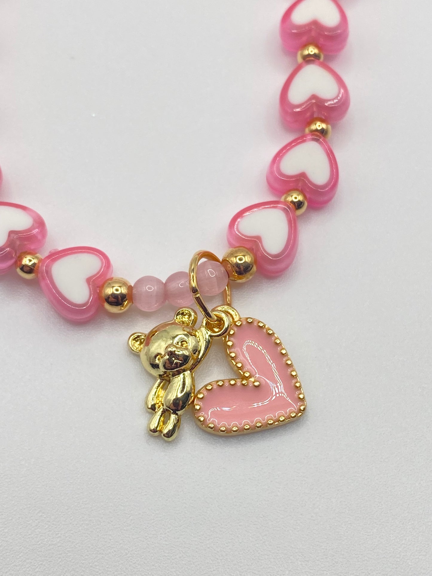 Heart Bracelet with Bear Charm