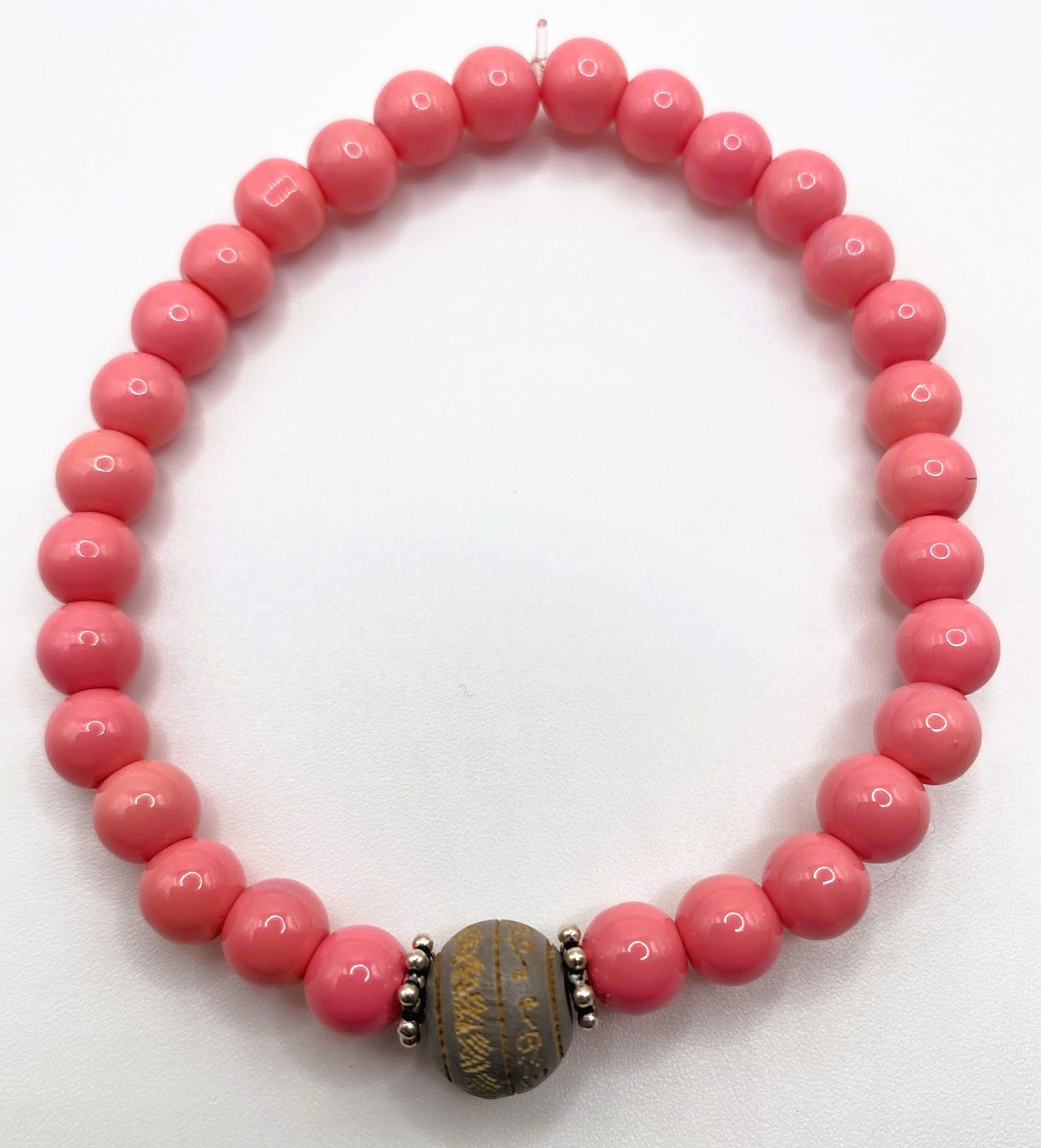 Gray & Pink Bead Bracelet