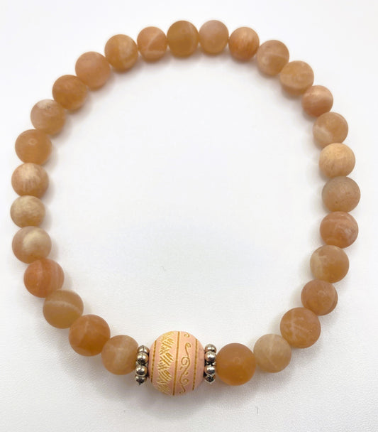 Accent Pink Wooden Bead Bracelet