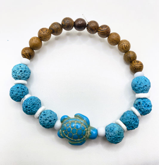 Blue Lava Rock Sea Turtle Bracelet