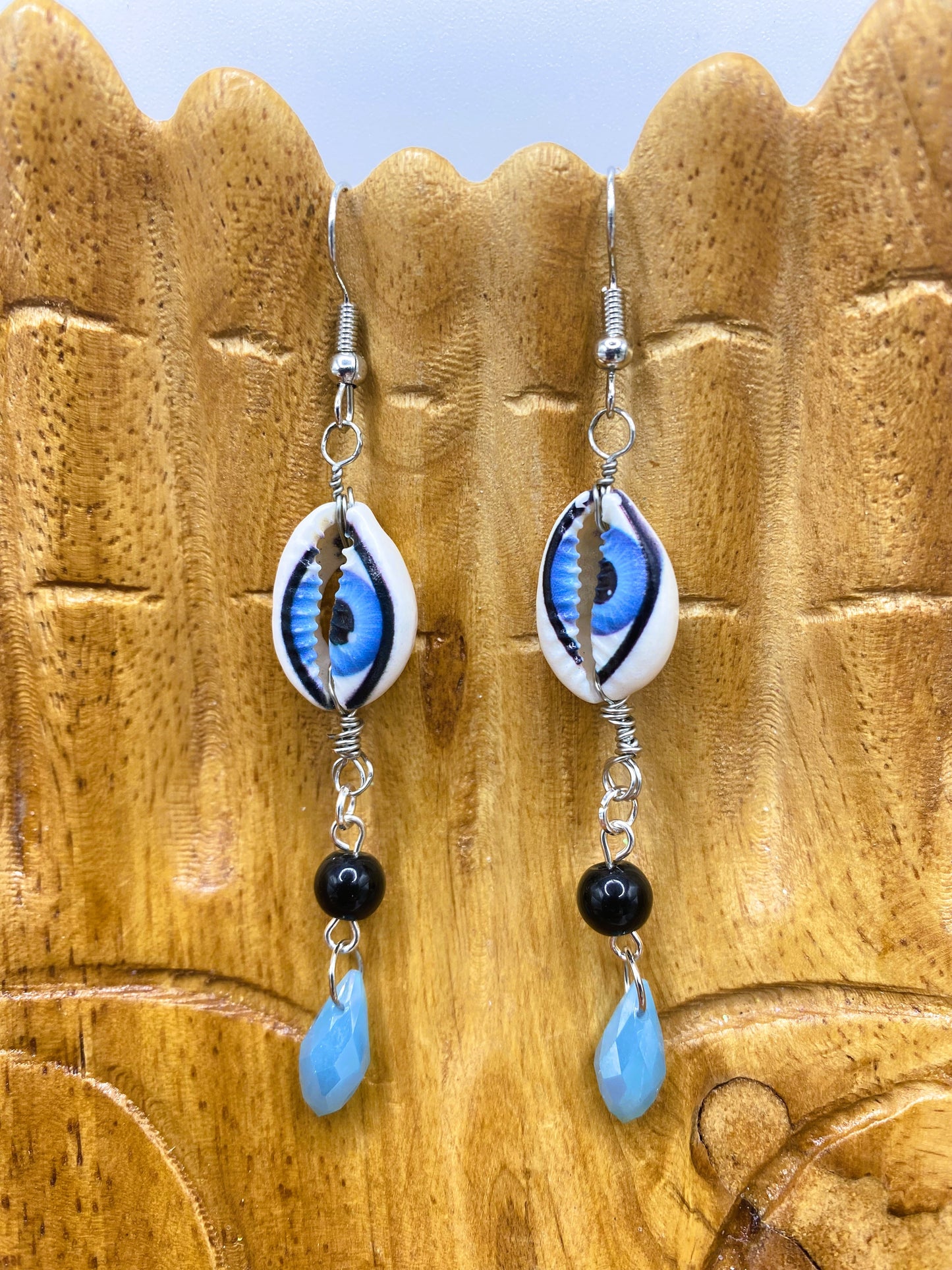 Painted Cowry Shell Earrings