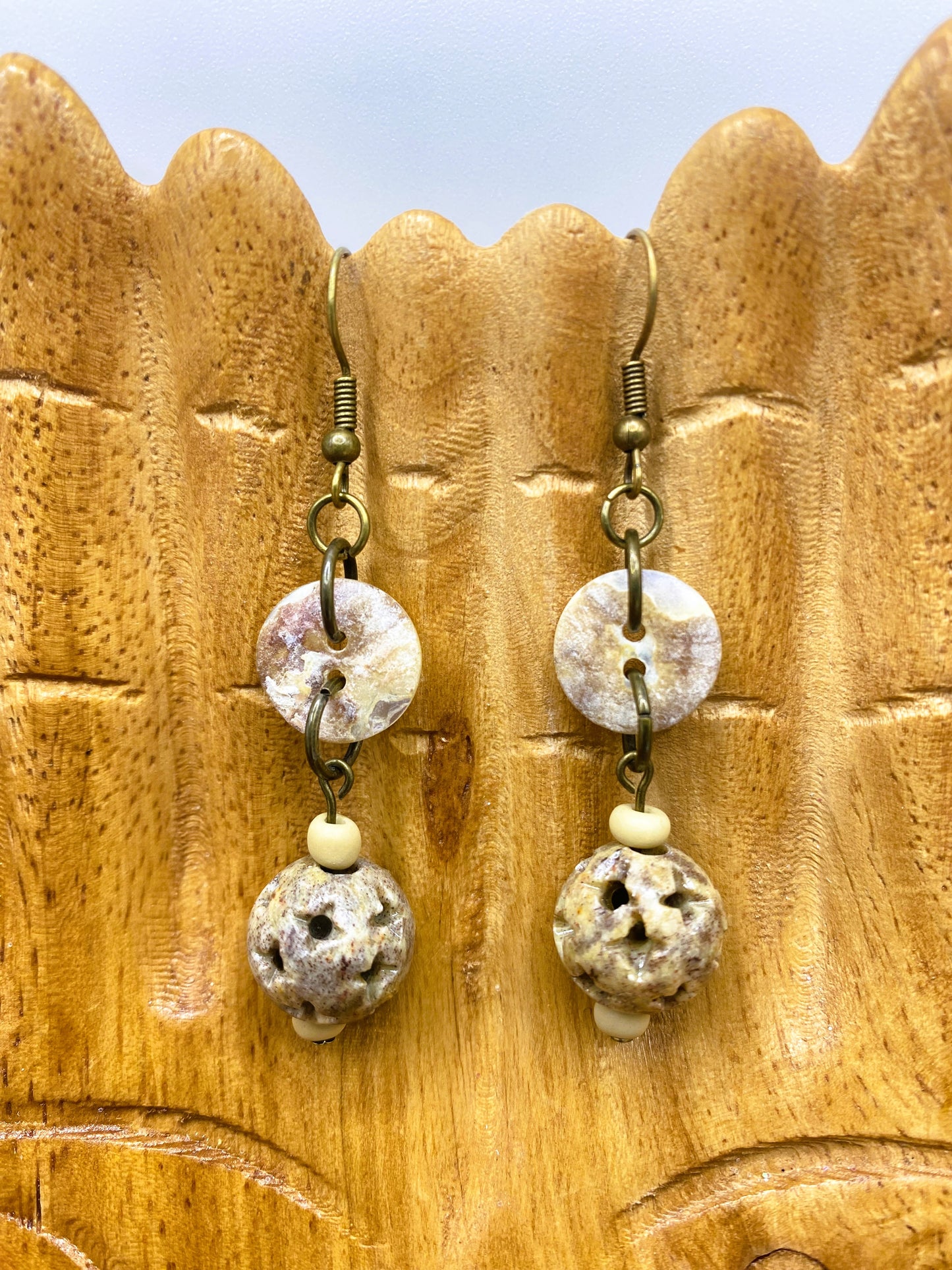 Button & Stone Earrings