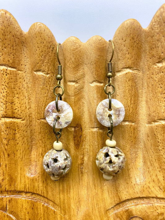Button & Stone Earrings
