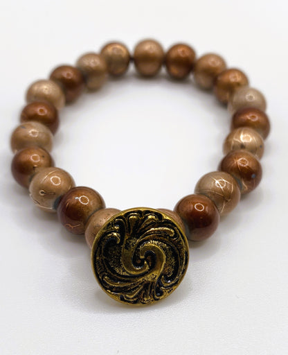 Brown Bracelet with Metal Button