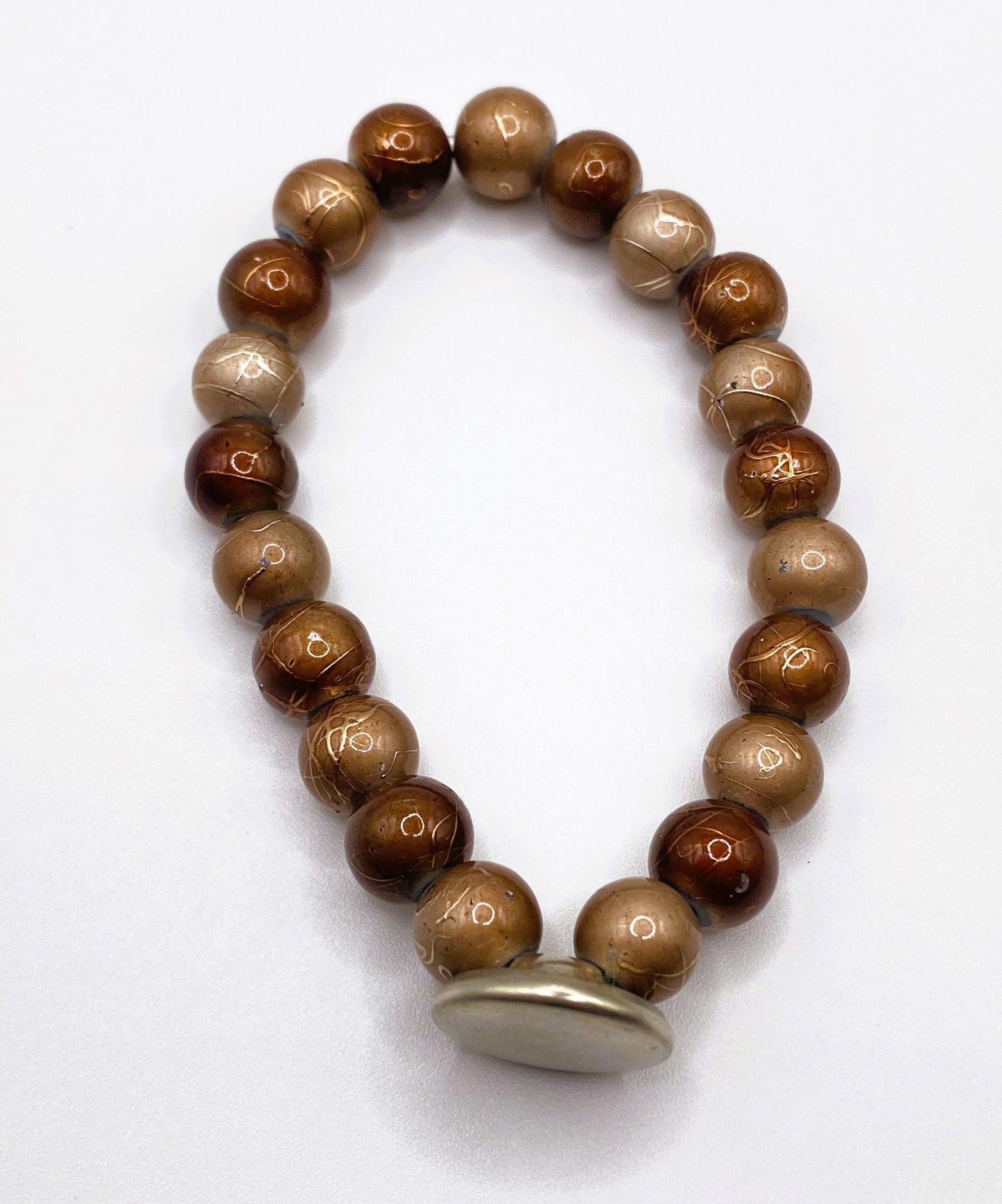 Brown Bracelet with Metal Button