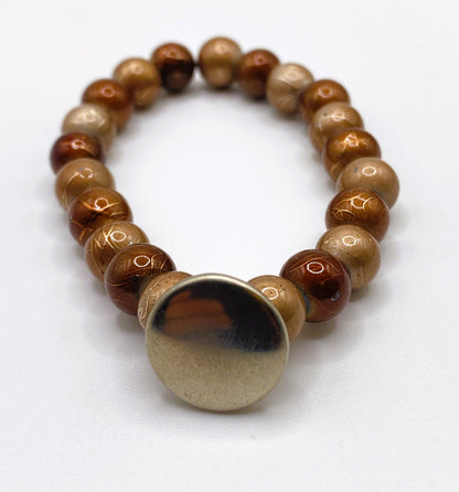 Brown Bracelet with Metal Button