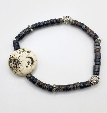 Celestial Bracelet with Black Stone Beads