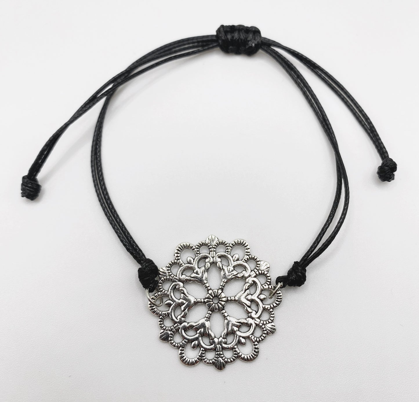 Silver Mandala Adjustable Bracelet