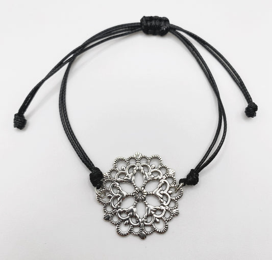 Silver Mandala Adjustable Bracelet