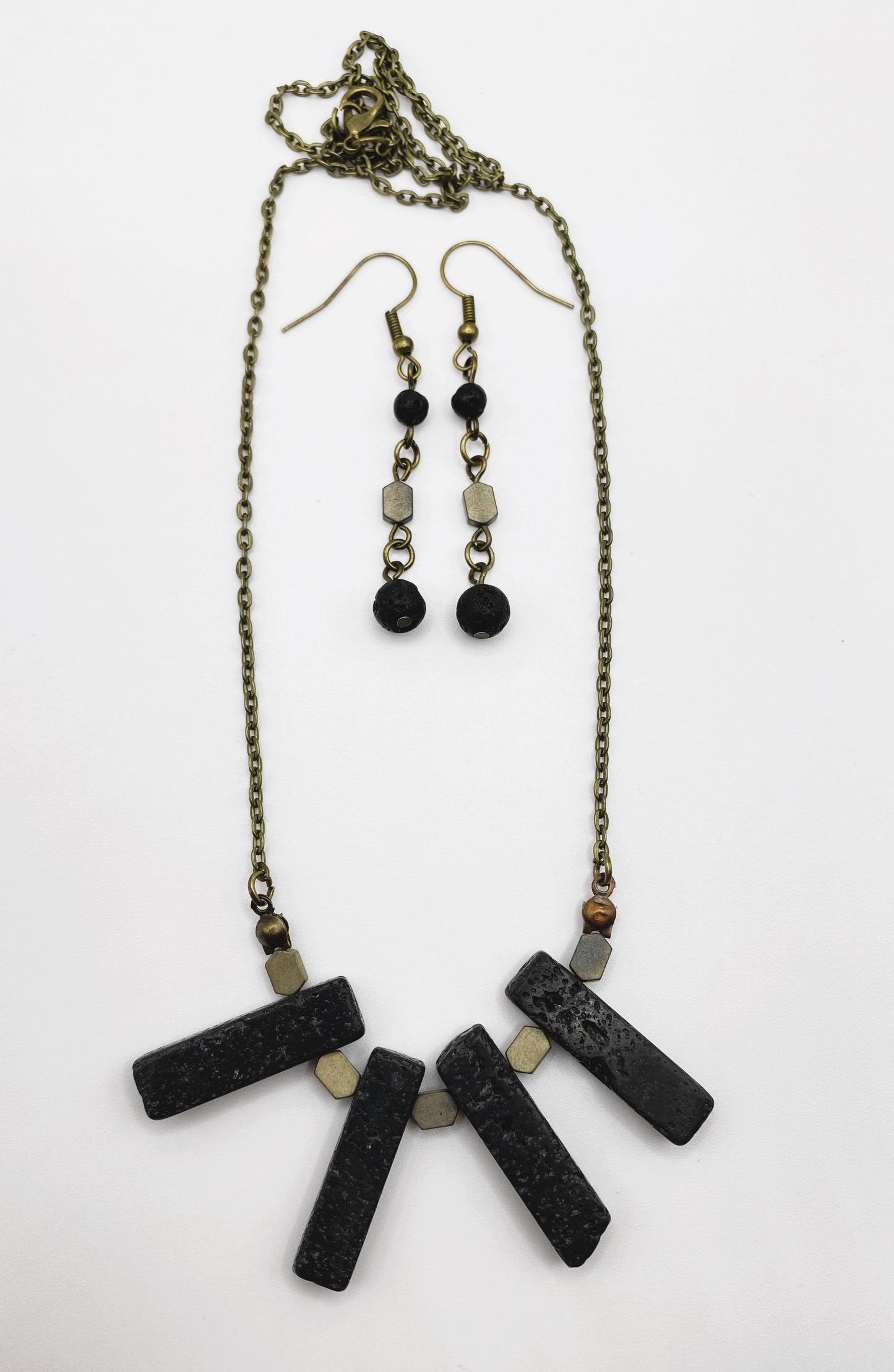 Black Lava Stone Jewelry Set