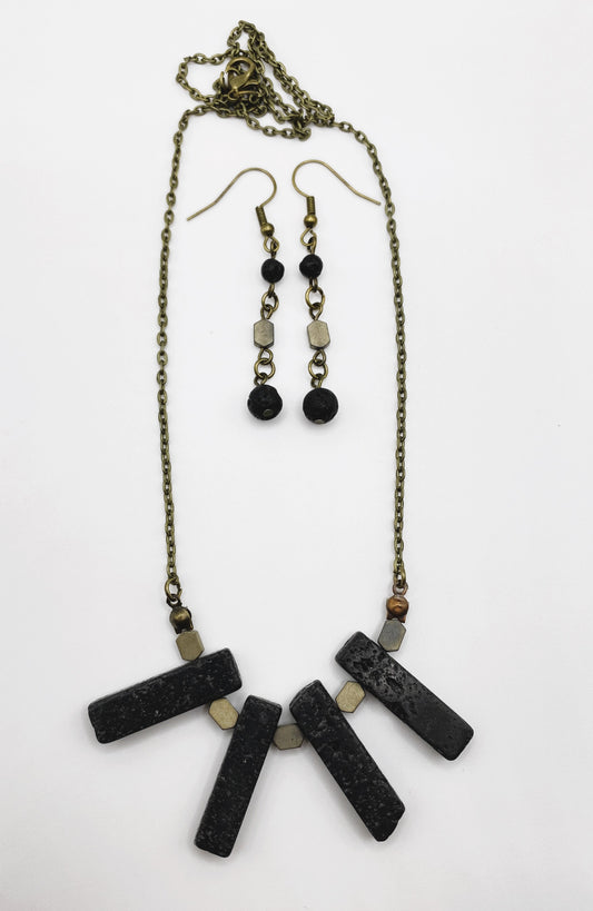 Black Lava Stone Jewelry Set