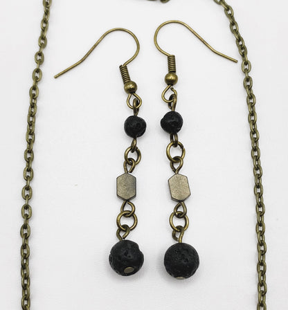 Black Lava Stone Jewelry Set