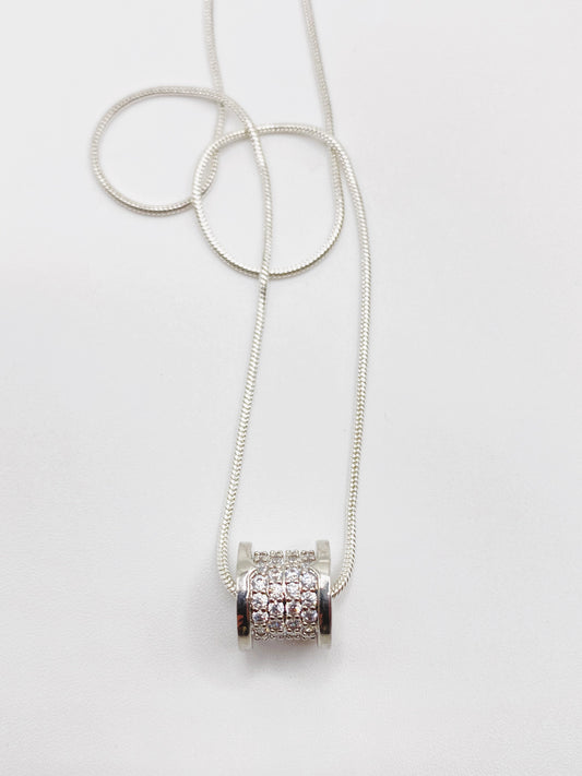 Silver Cylinder Necklace