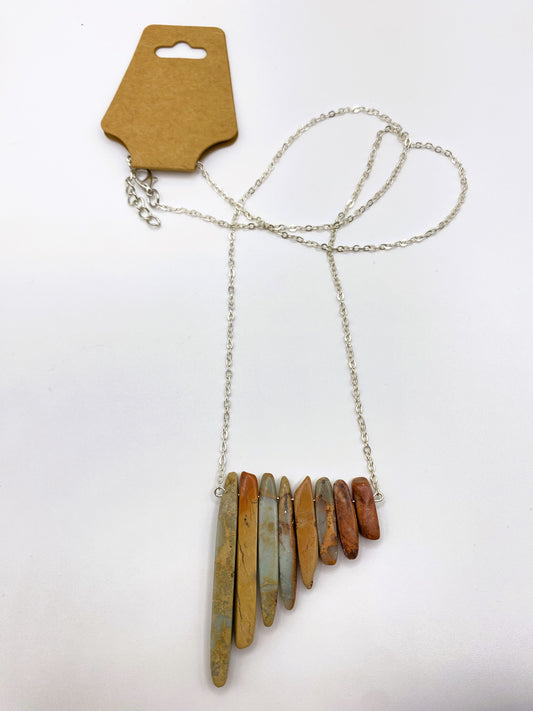 Natural Stone Horizontal Bar Necklace