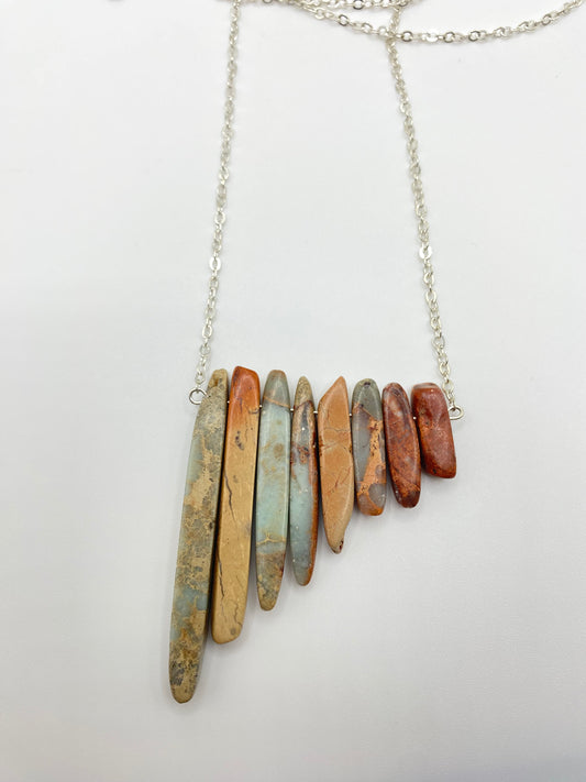 Natural Stone Horizontal Bar Necklace